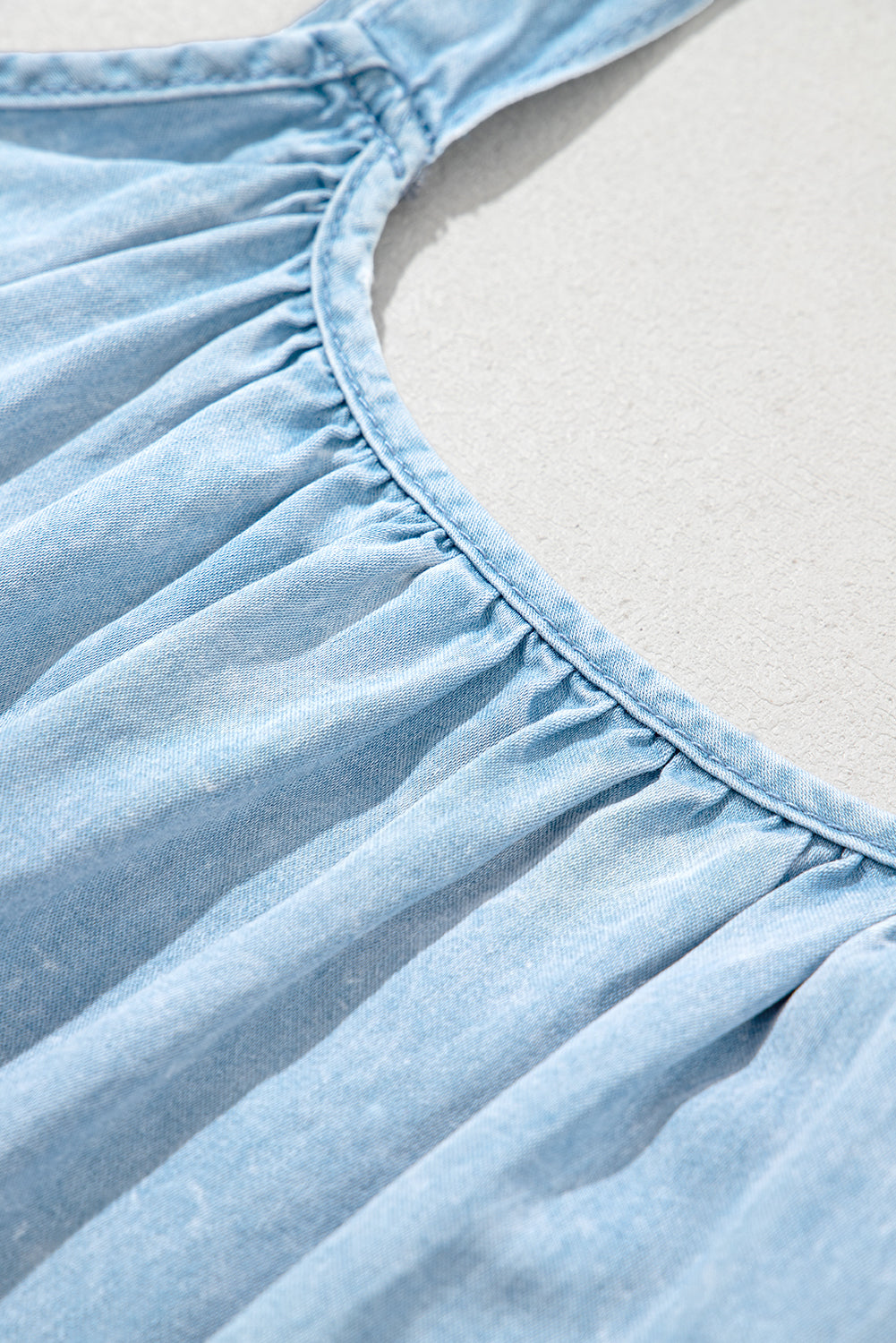 Beau Blue Washed Denim Tied Straps Sleeveless Mini Dress