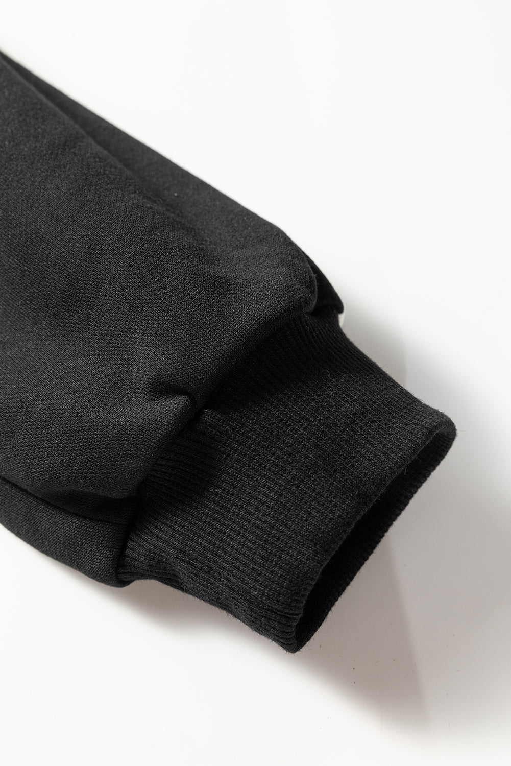Black Varsity Striped Detail Crewneck Pullover Elastic Sweatpants 2pcs Outfit