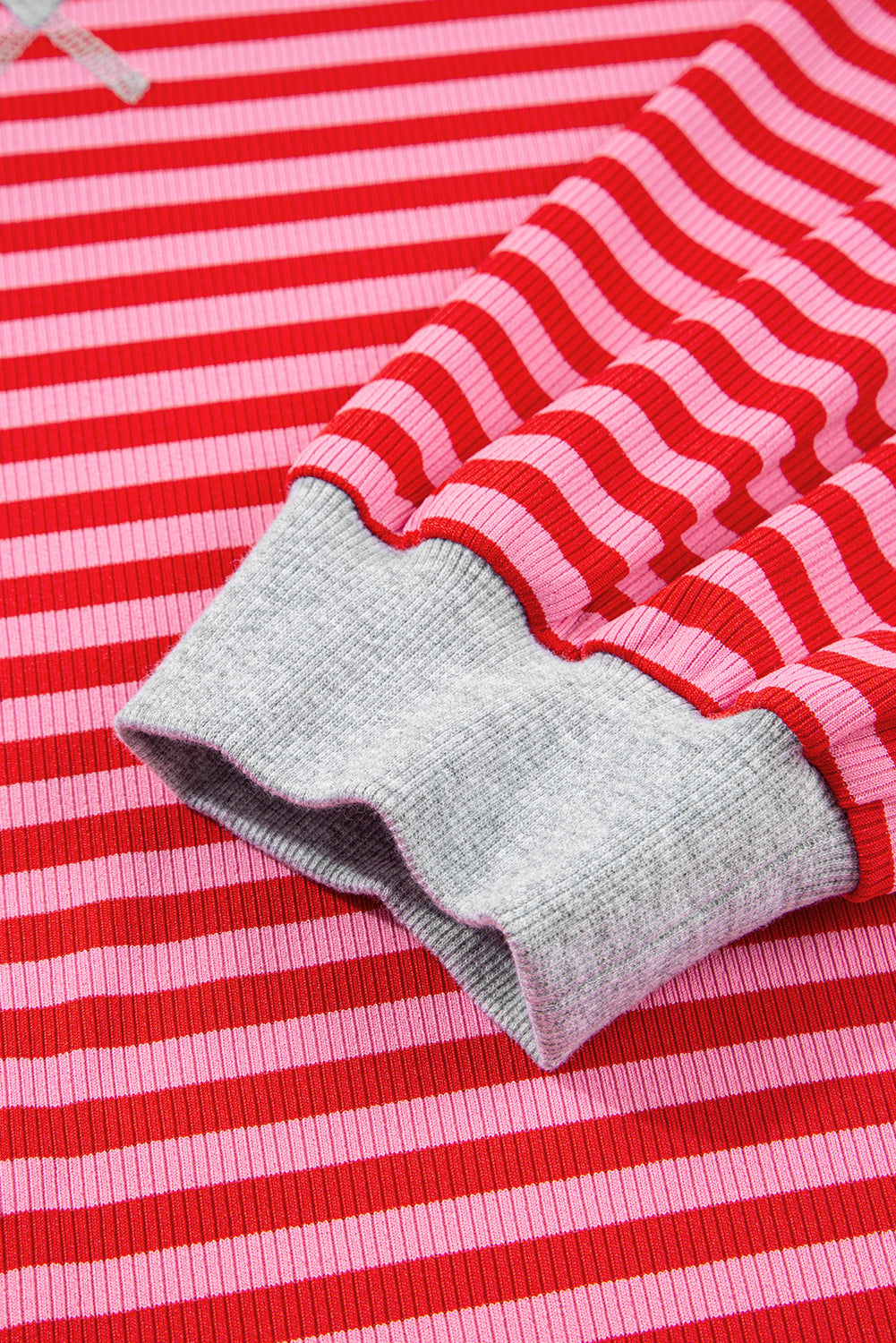 Red Stripe Drop Shoulder Baggy Pullover and Shorts Casual Set