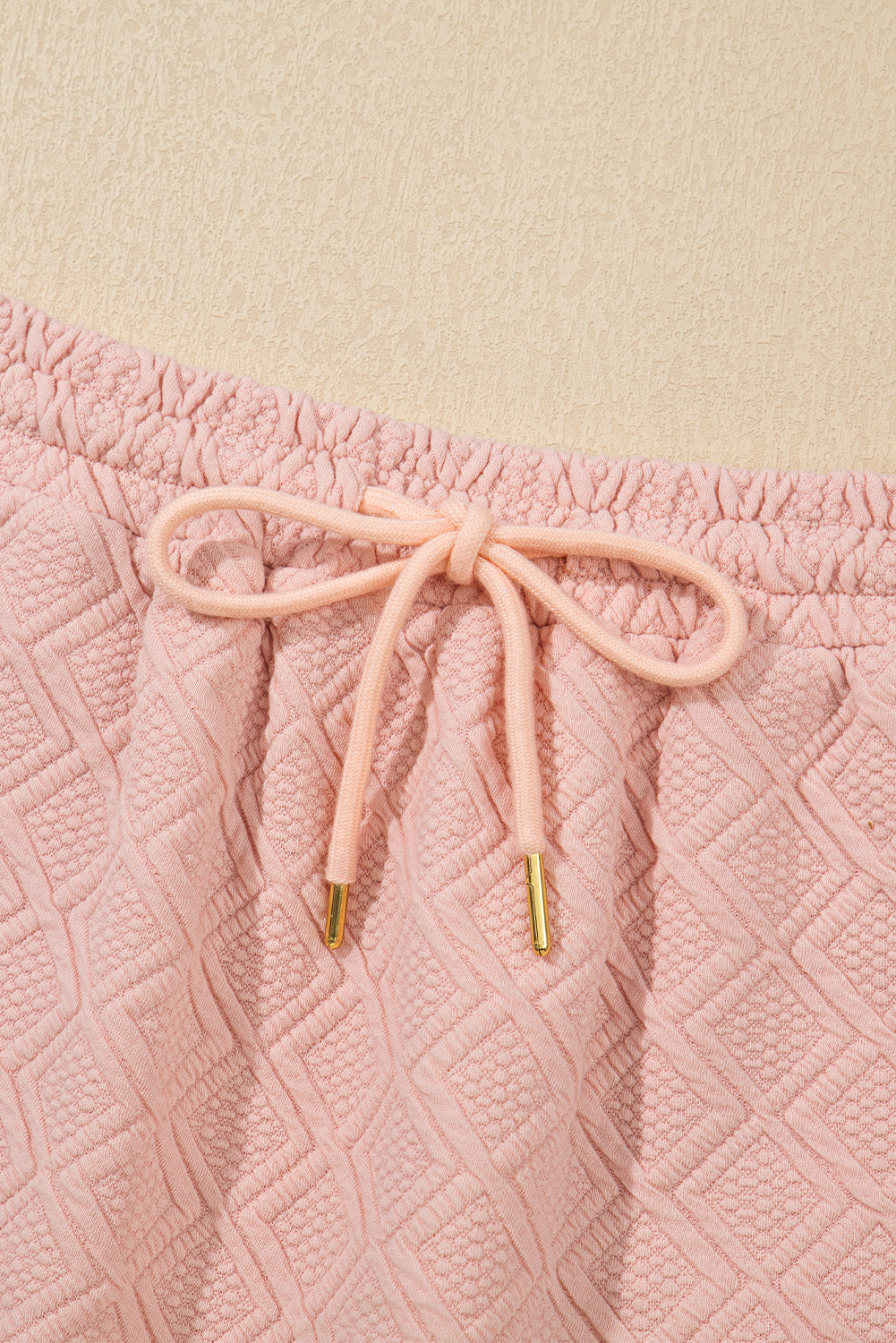 Light Pink Striped Collared Zip up Textured Skirt Set