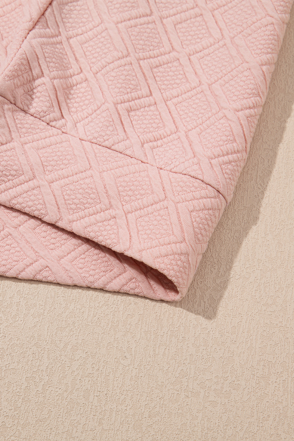 Light Pink Striped Collared Zip up Textured Skirt Set