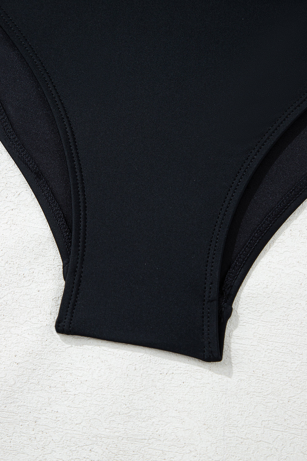 Black Asymmetric Ruffle Shoulder Pleated One Piece Swimsuit