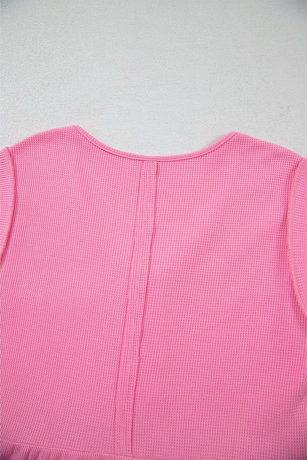 Bright Pink Waffle Textured Button Round Neck A-line Tiered Sleeveless Dress