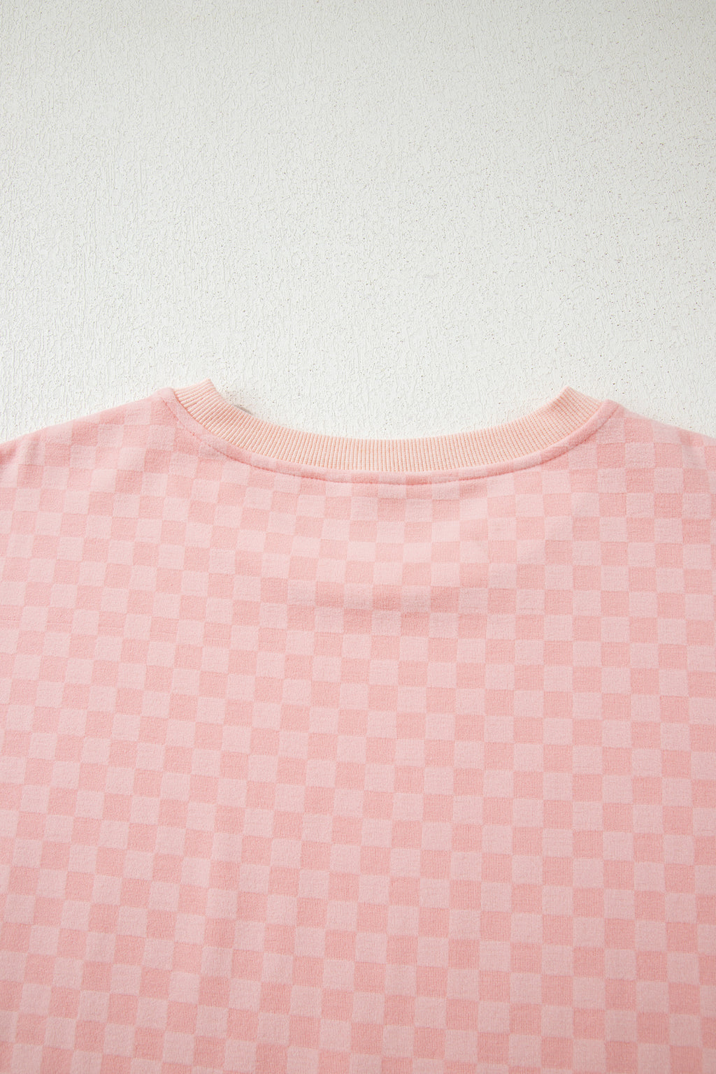 Pink Checkerboard Long Sleeve Pullover and Shorts Set