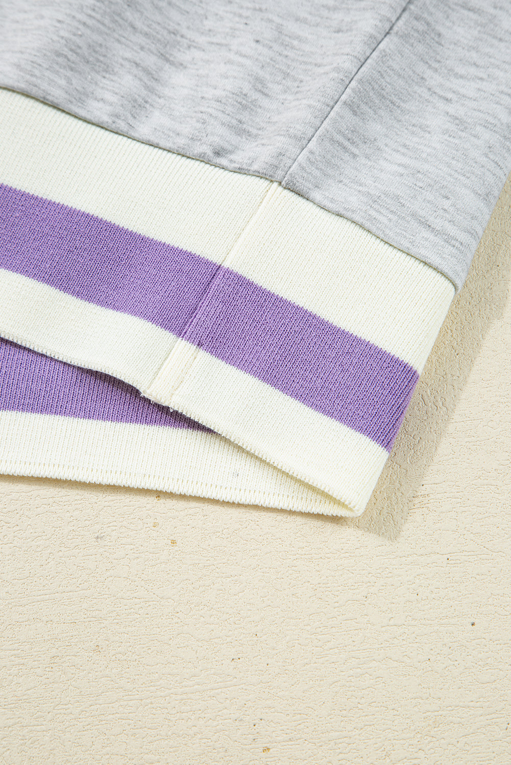 Light Grey Contrast Striped Bands Cropped Pullover and Athletic Short Set