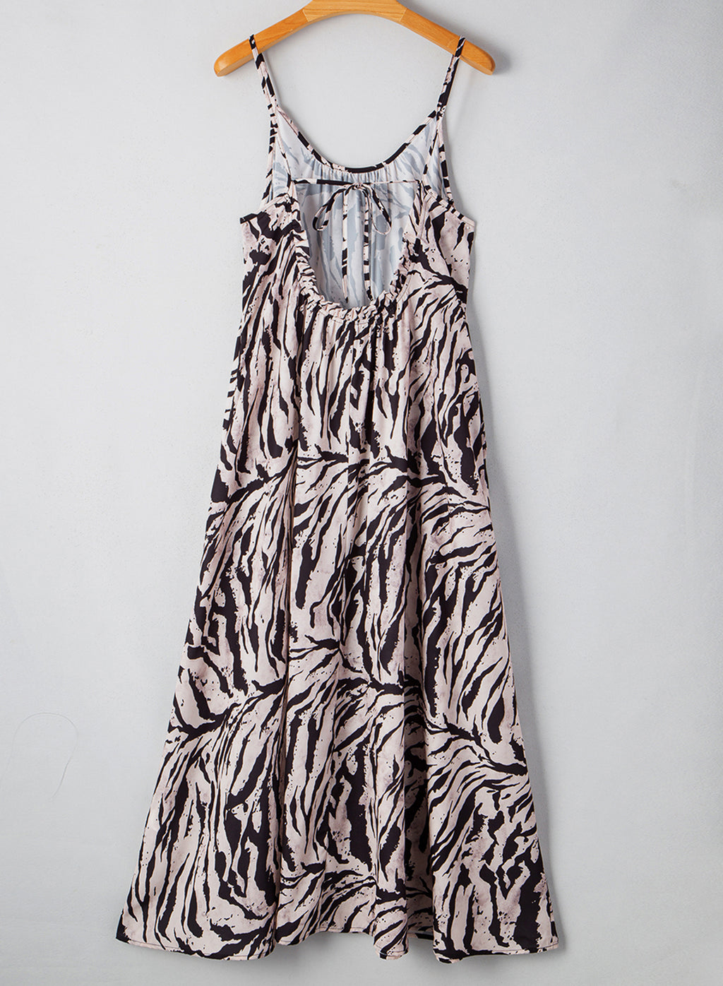 Black Abstract Print Open Back Boho Loose Maxi Sundress