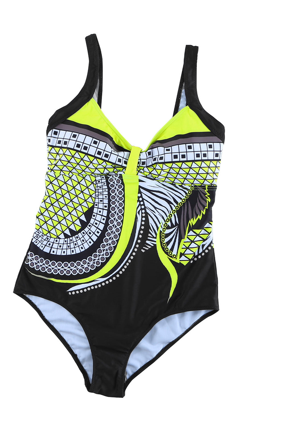 Yellow Tribal Print One Piece Swimsuit