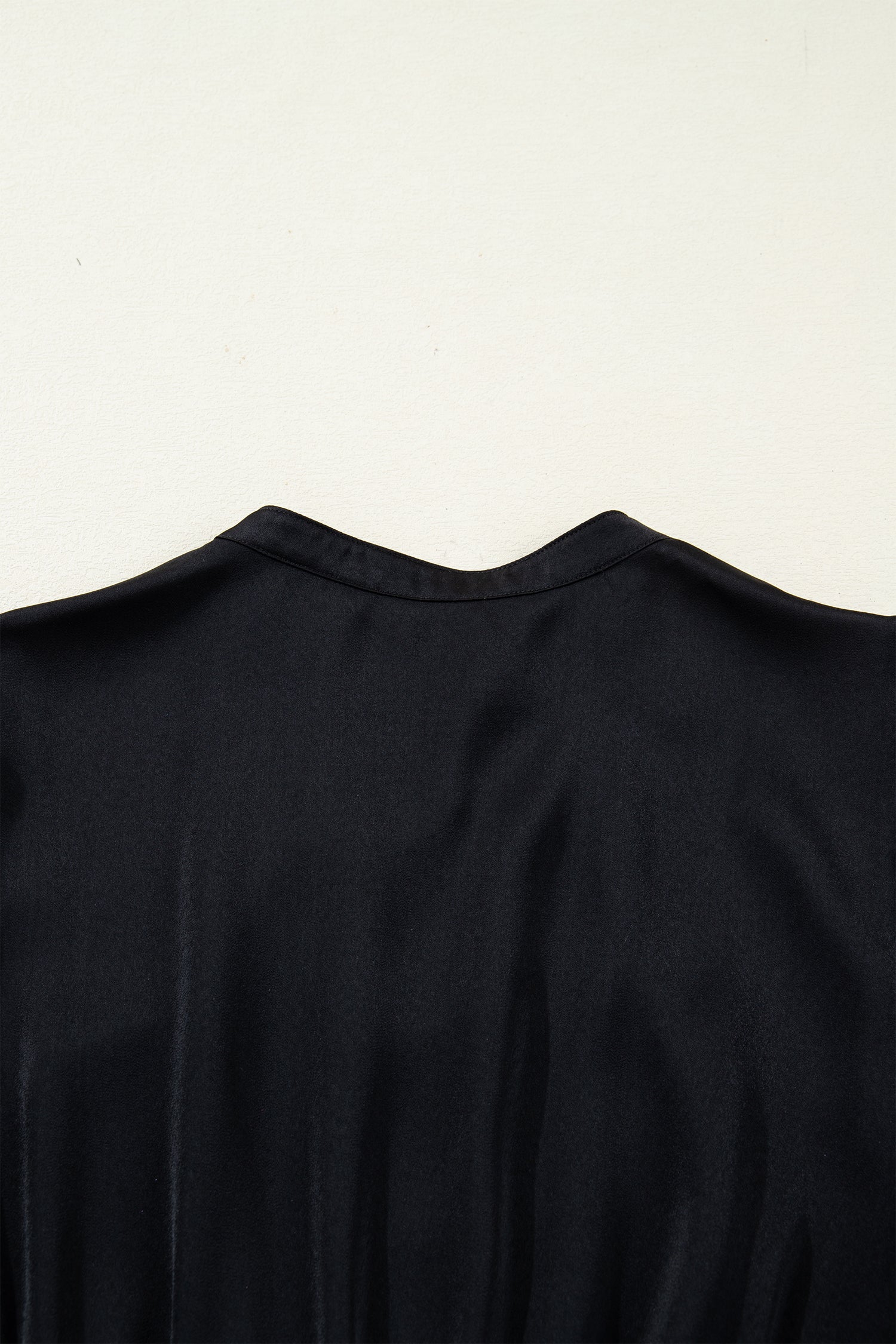 Black Flounced Bracelet Sleeve V Neck Tiered Maxi Dress