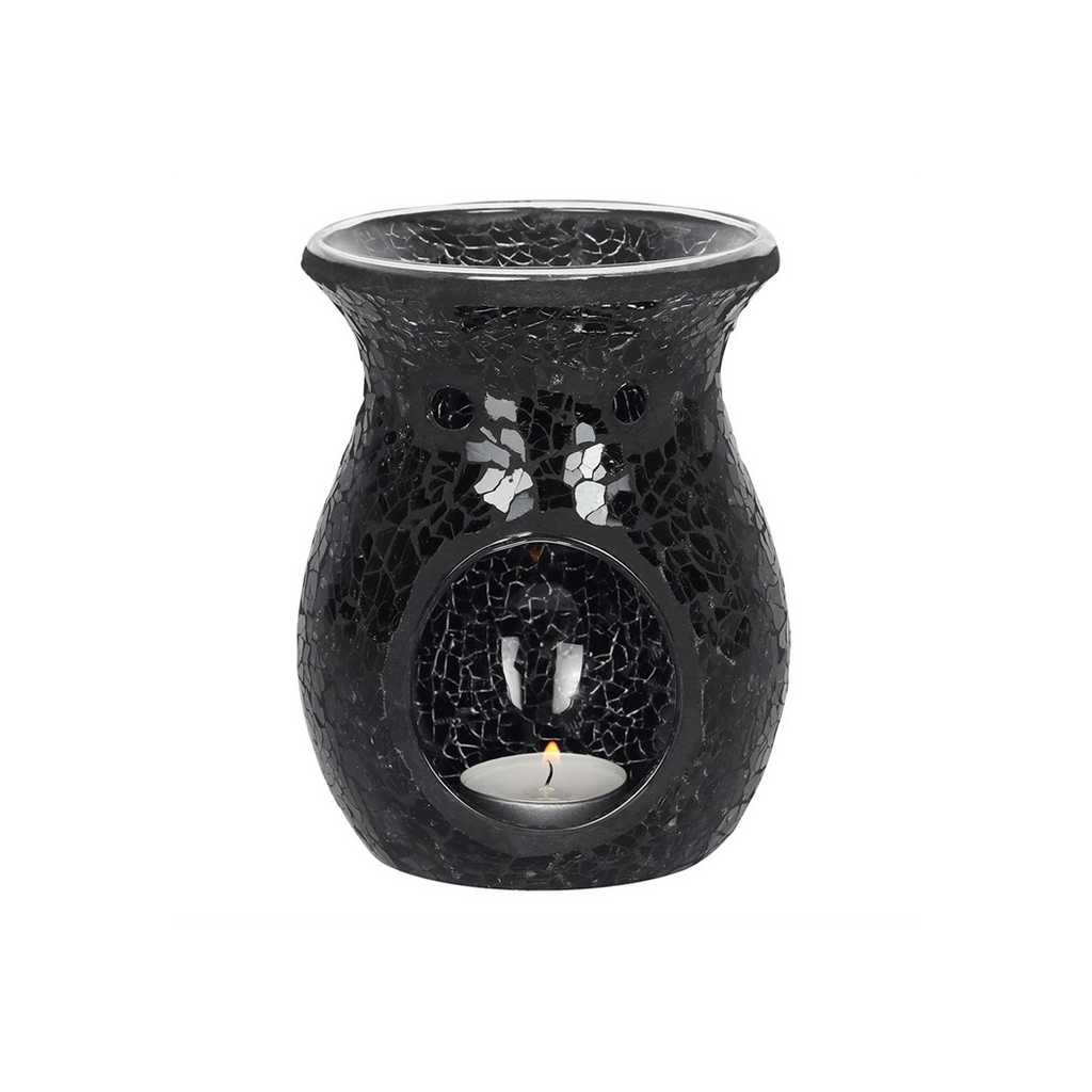 Large Black Crackle Oil Burner and Wax Warmer