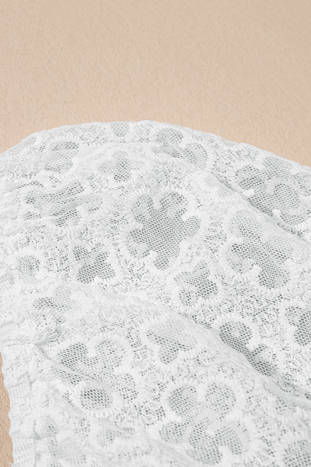 White Floral Lace Puff Sleeve Empire Waist Mini Dress