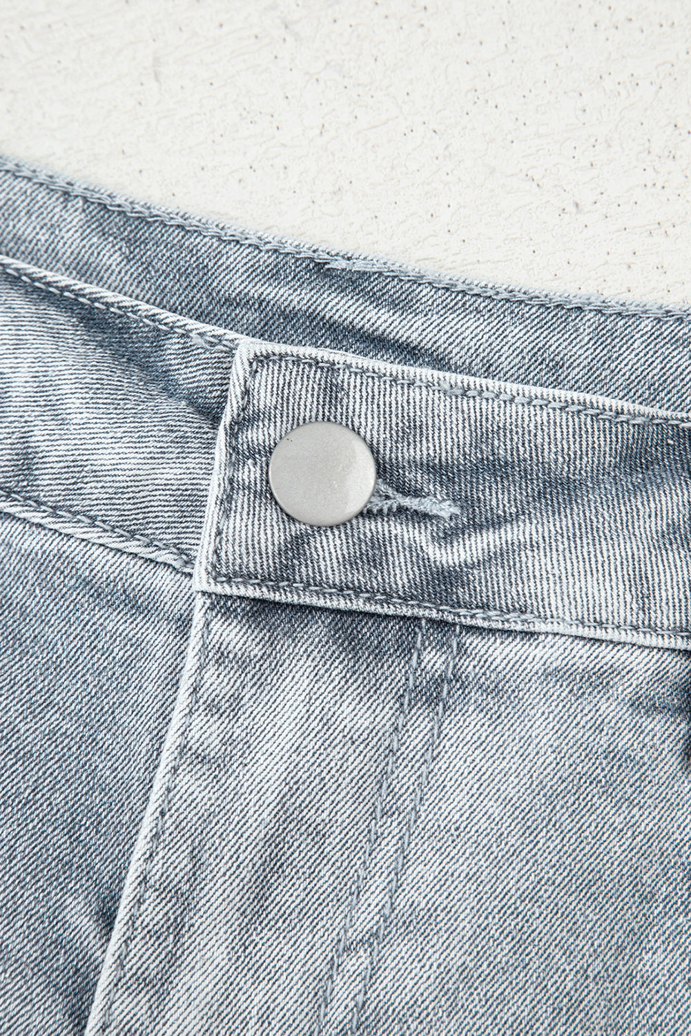 Dusk Blue Scalloped Hemline Acid Wash High Waist Denim Shorts
