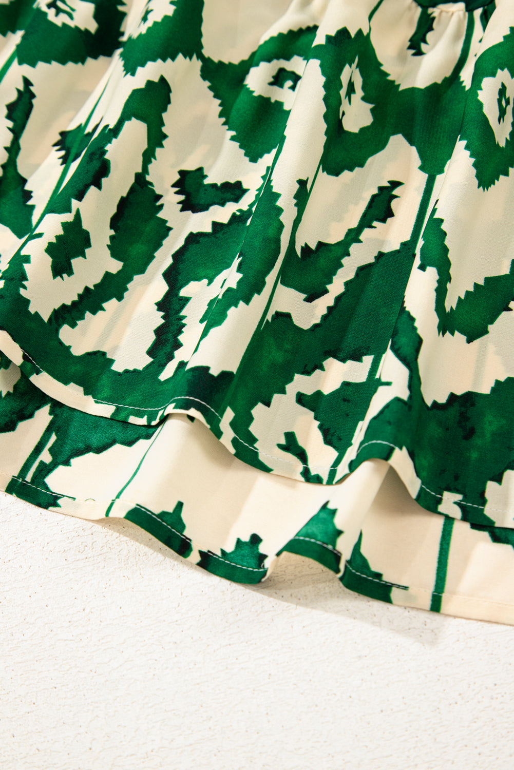 Green Western Aztec Shirred A-line Sleeveless Maxi Dress