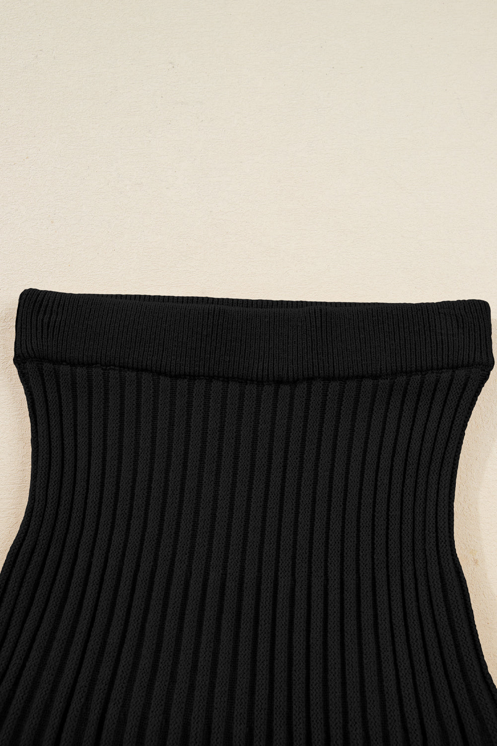 Black High Neck Puff Sleeve Sweater Pleated Mini Skirt 2pcs Knitted Outfit