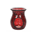 Large Red Crackle Glass Oil Burner and Wax Warmer