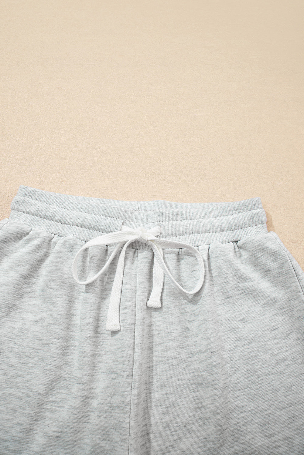 Light Grey Color Block Raw Hem Pullover and Casual Shorts Set