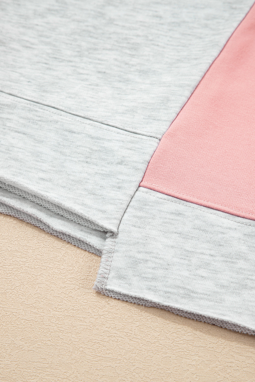 Light Grey Color Block Raw Hem Pullover and Casual Shorts Set