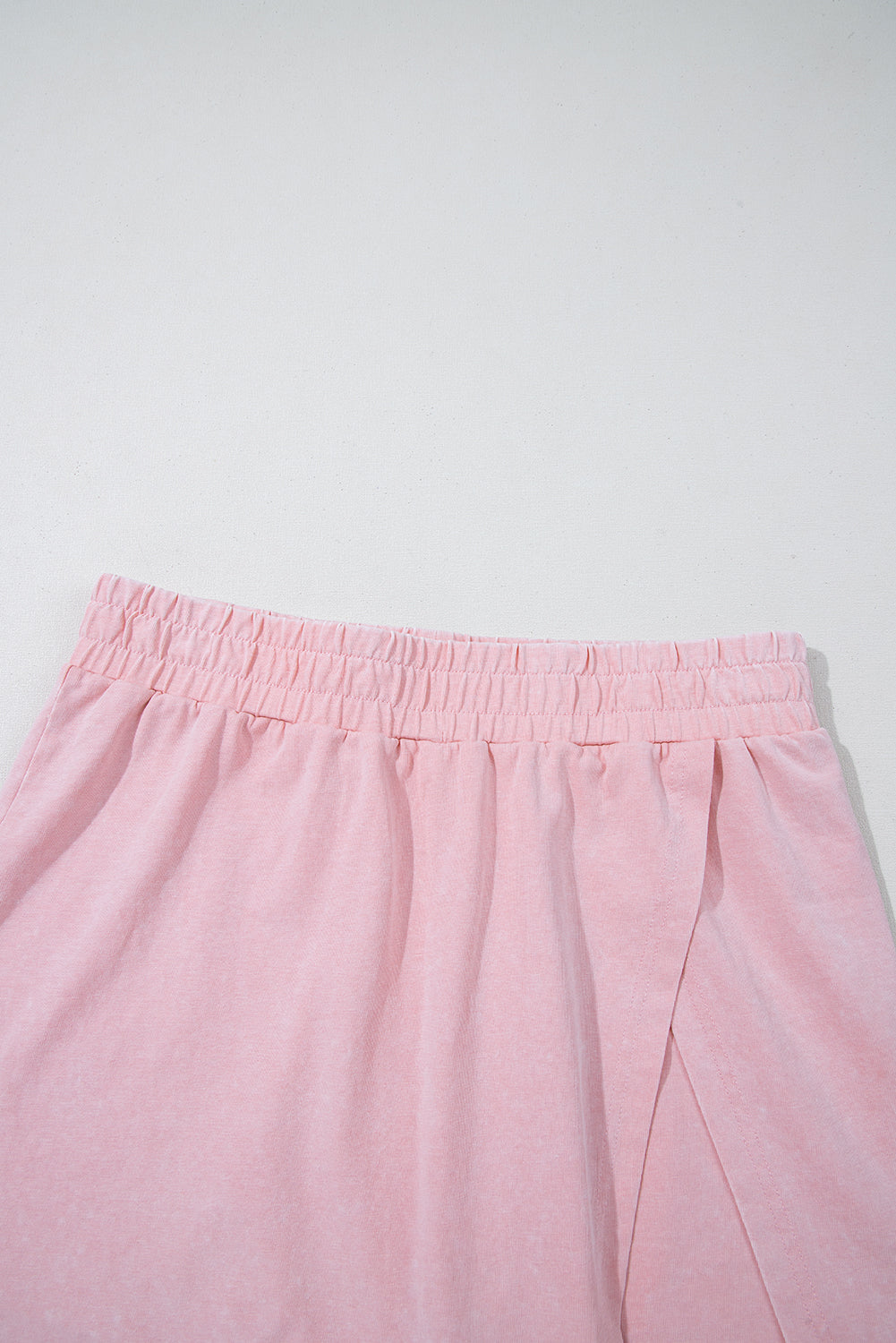 Light Pink 2 Pieces Mineral Wash Cotton Tank Top Lined Split Skirt Set