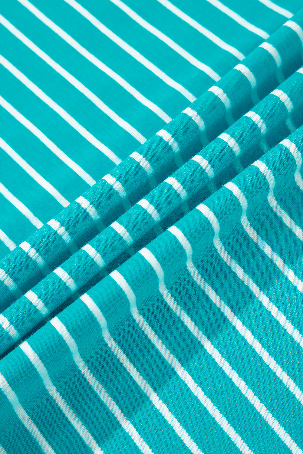 Sky Blue Stripe V Neck Tee and Casual Short Set