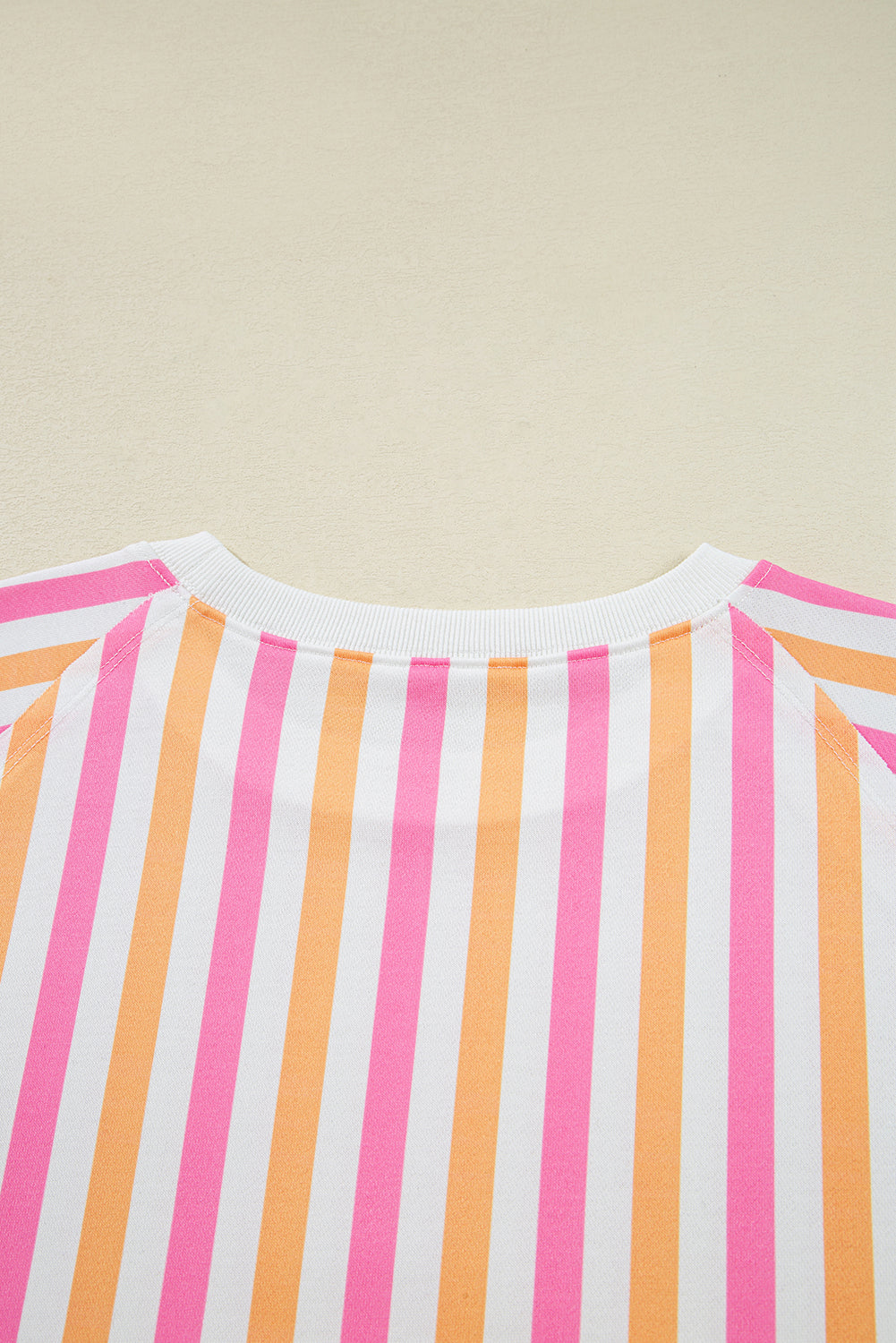 Pink Stripe Drop Shoulder Half Sleeve Loose Tee and Shorts Casual Set
