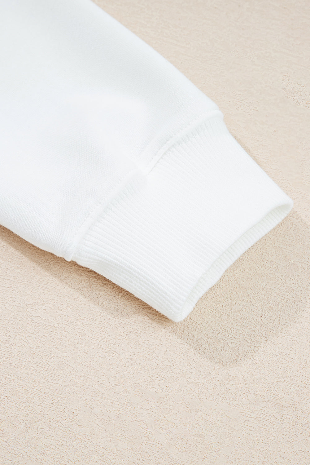 White Ribbed Collar Drop Shoulder Sweatshirt and Shorts Set