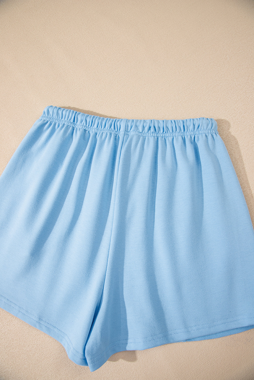 Myosotis V Neck Drop Shoulder Tee and Patchwork Drawstring Elastic Waistband Shorts Set