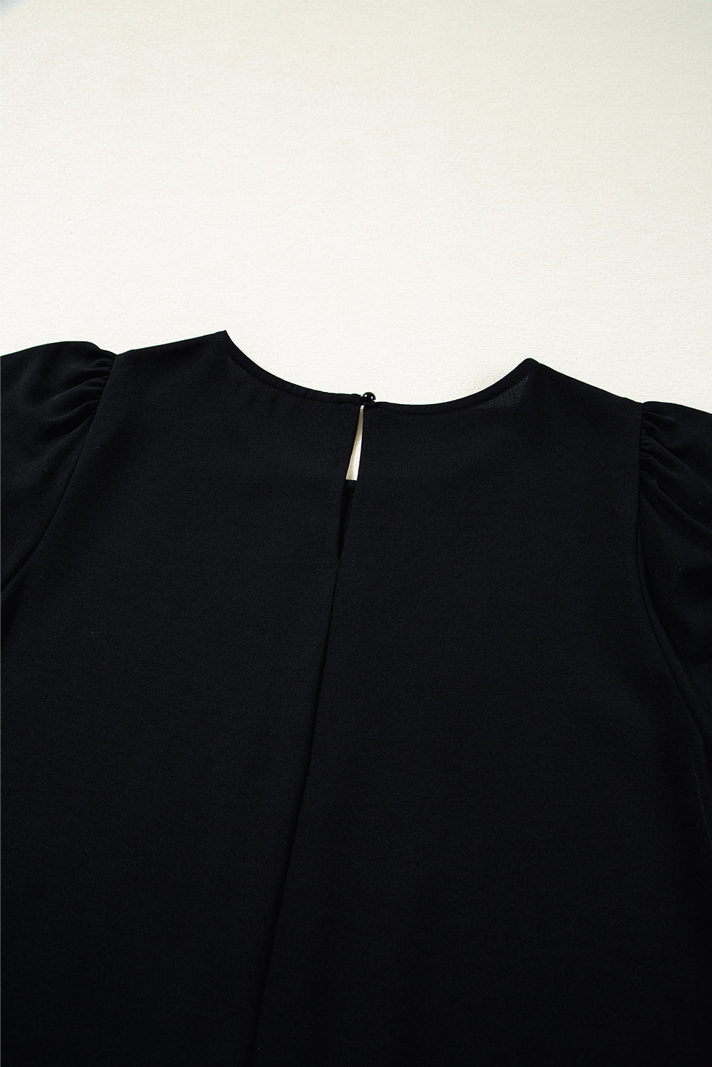 Black Contrast Scallop Trim Bow Detail Half Sleeve Shift Dress