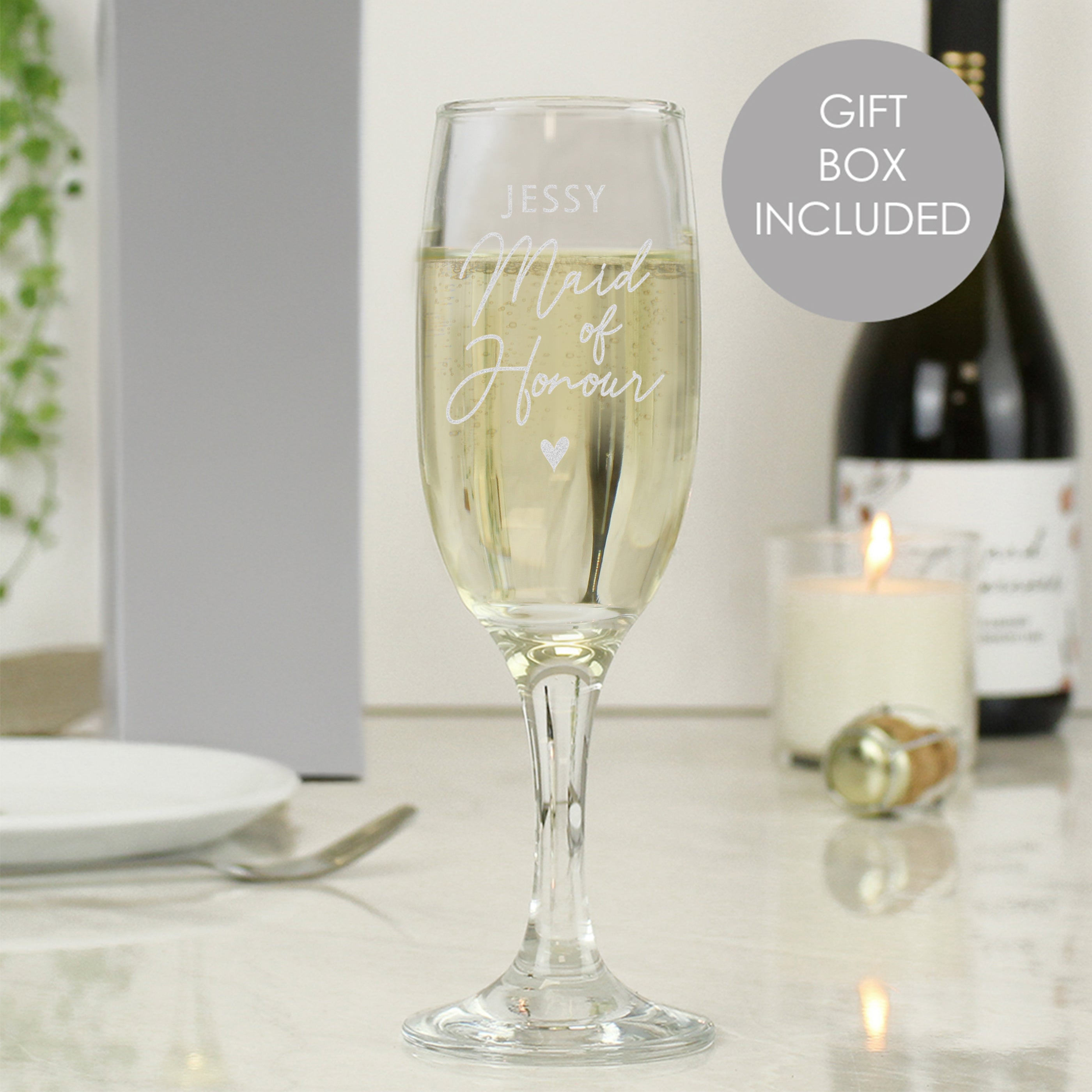 Personalised Maid of Honour Flute Glass