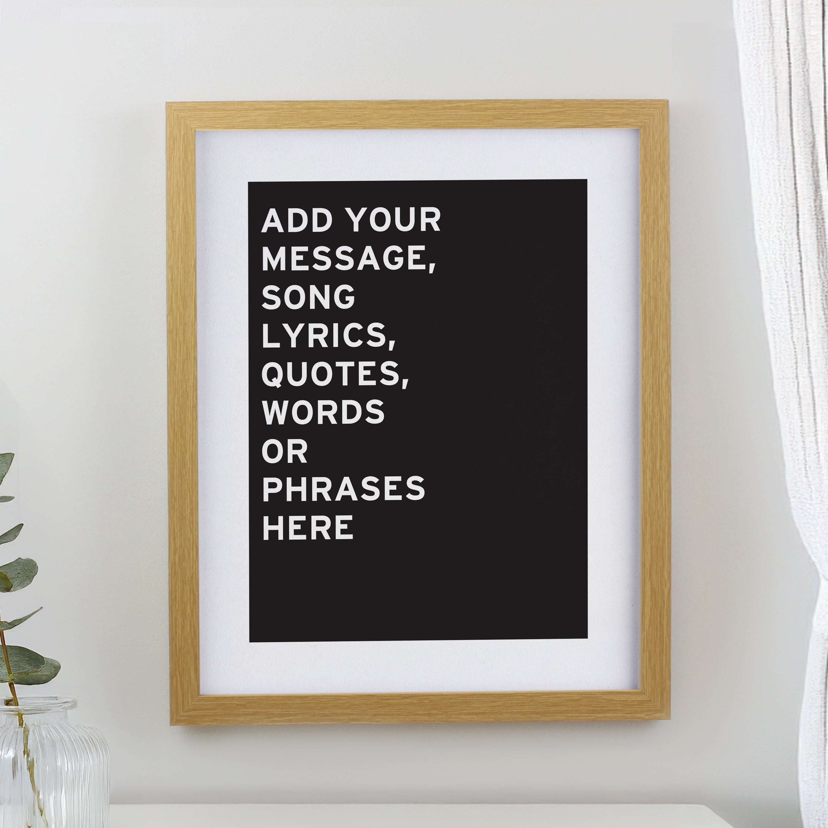 Personalised Typography Oak Poster Frame