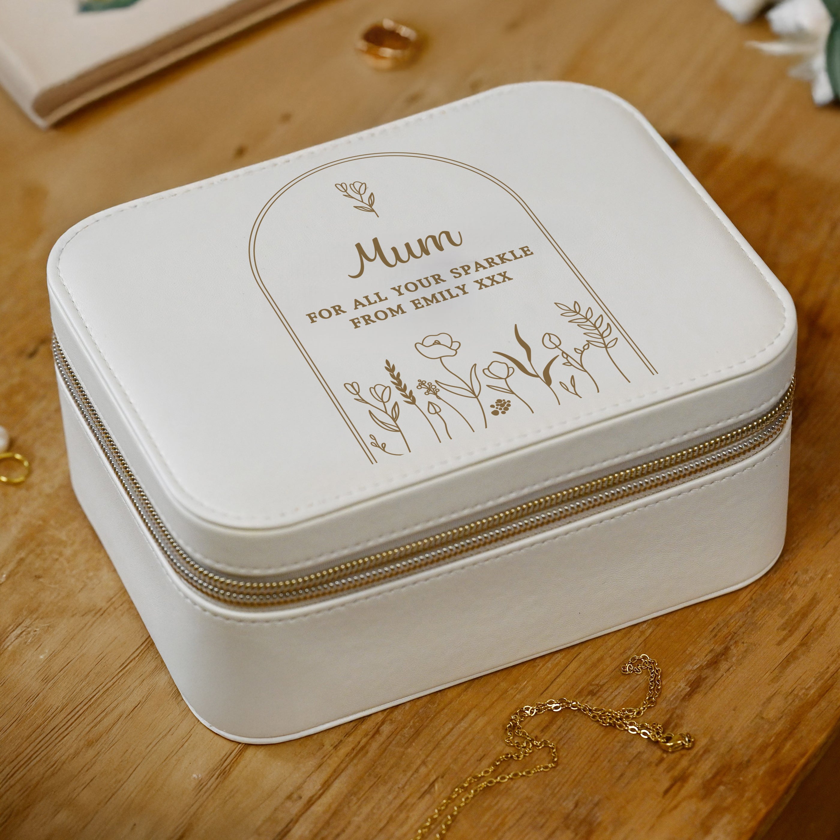 Personalised Floral Arch Travel Jewellery Box