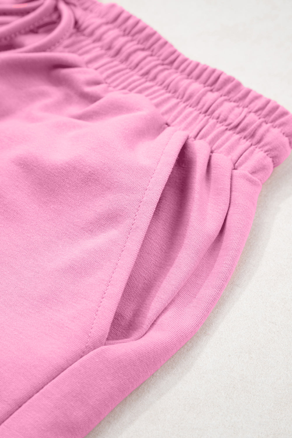 Bonbon Solid Loose V Neck Half Sleeve Tee and Shorts