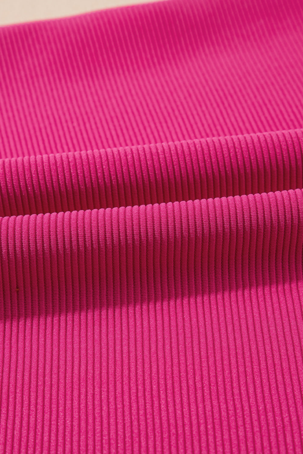Strawberry Pink Striped Detail Flutter Sleeve Zipped Collar Short Set