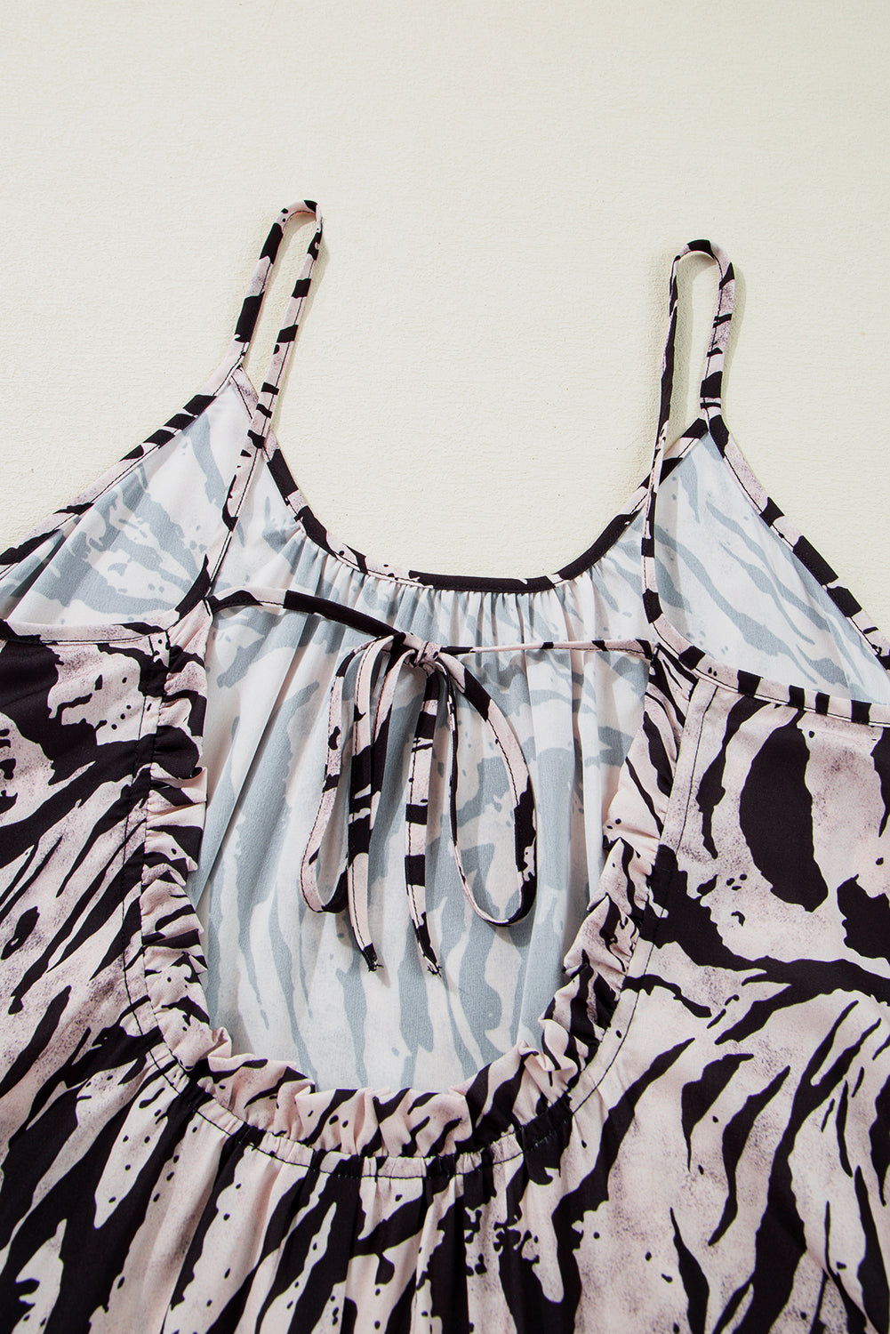 Black Abstract Print Open Back Boho Loose Maxi Sundress