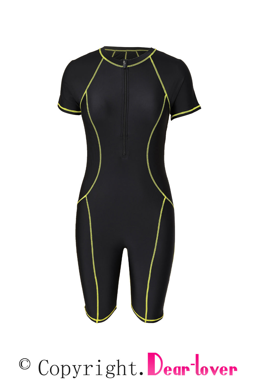 Black Seam Contoured Zip Front Wetsuit