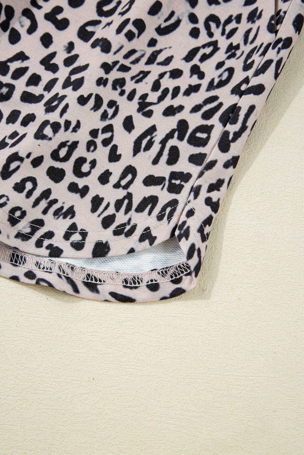 Brown Leopard Half Zipper Collared Ruffled Sleeve Top and Short Set