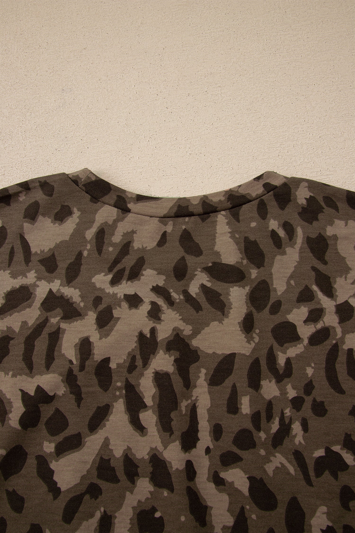 Brown Leopard Print Raw Seam Patchwork Pullover Drawstring Loose Pant Set