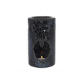 Black Crackle Glass Pillar Oil Burner and Wax Warmer