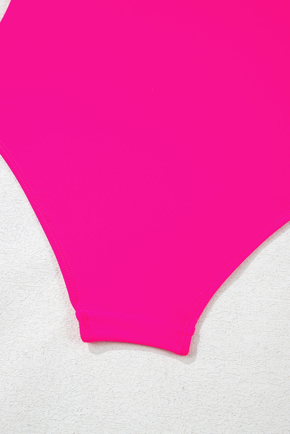 Rose Red Knotted One Shoulder Two Tones Backless One Piece Swimsuit
