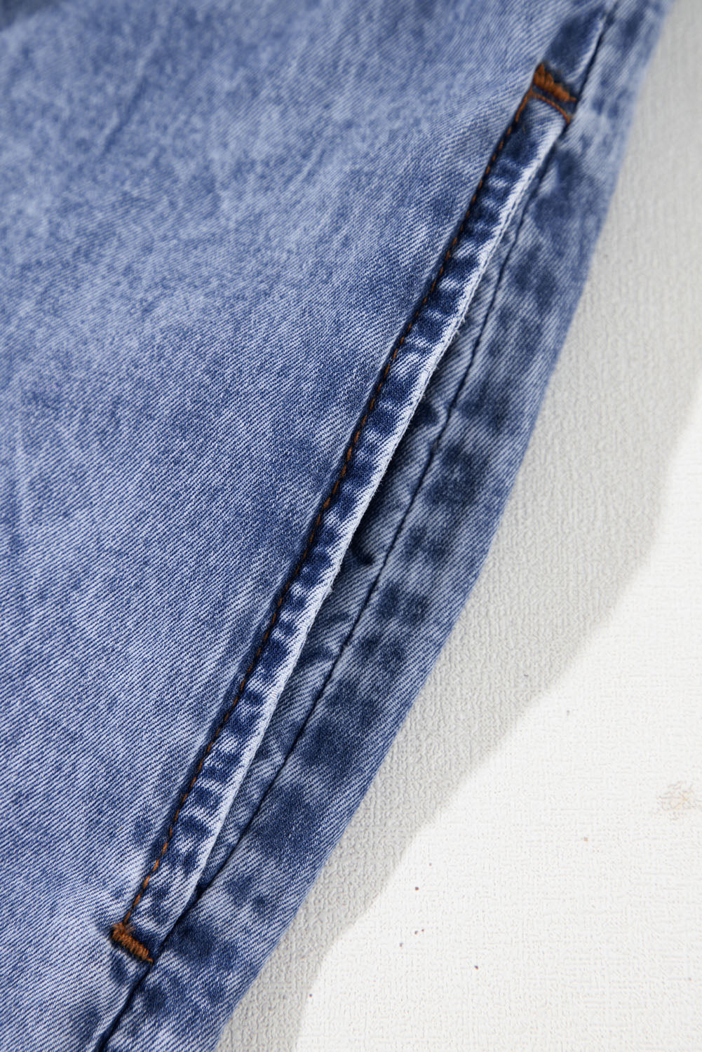 Beau Blue Tie V Neck Tucking Detail Short Sleeve Denim Shift Dress