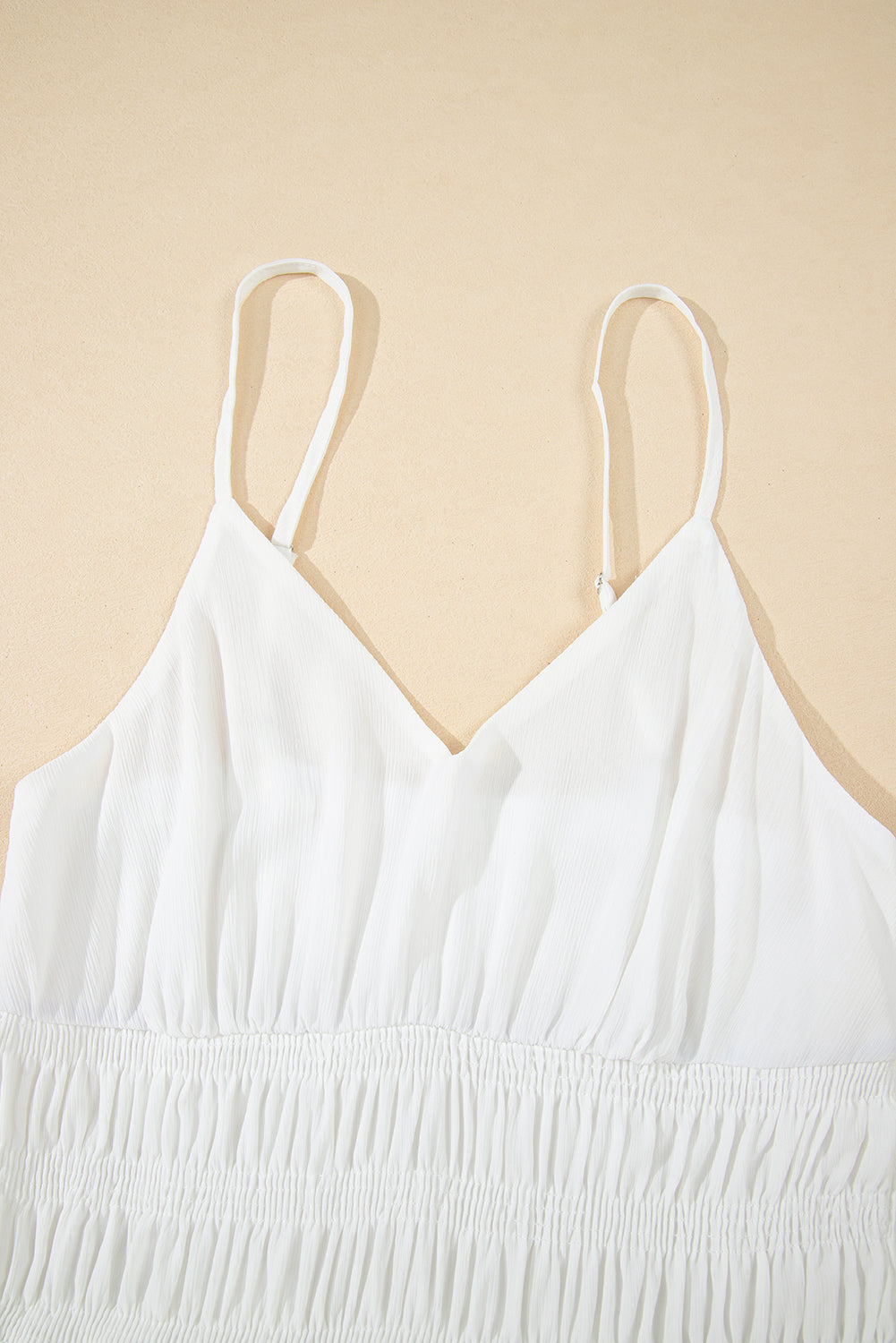 White Spaghetti Straps High Waist Elegant Long Dress