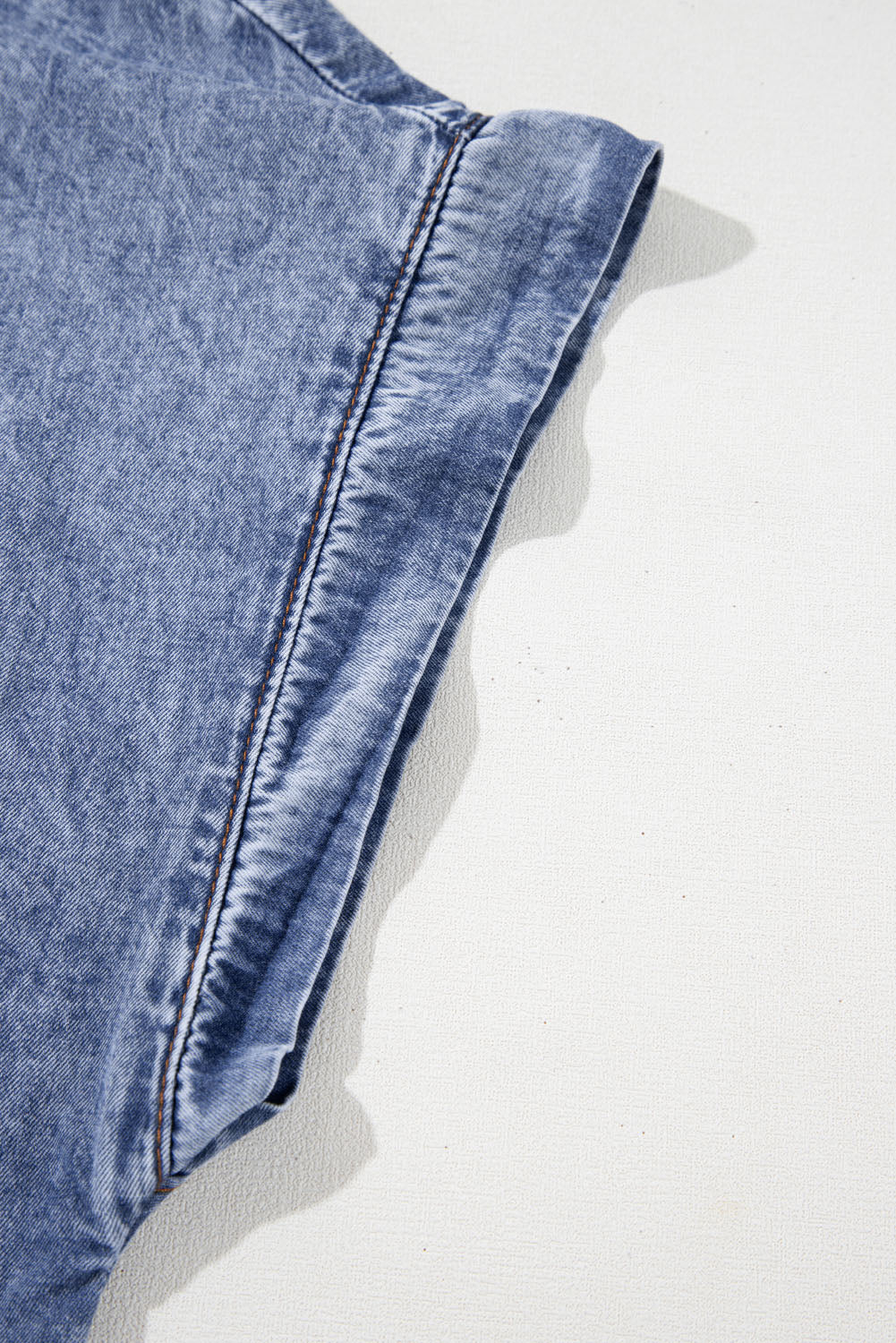 Beau Blue Tie V Neck Tucking Detail Short Sleeve Denim Shift Dress
