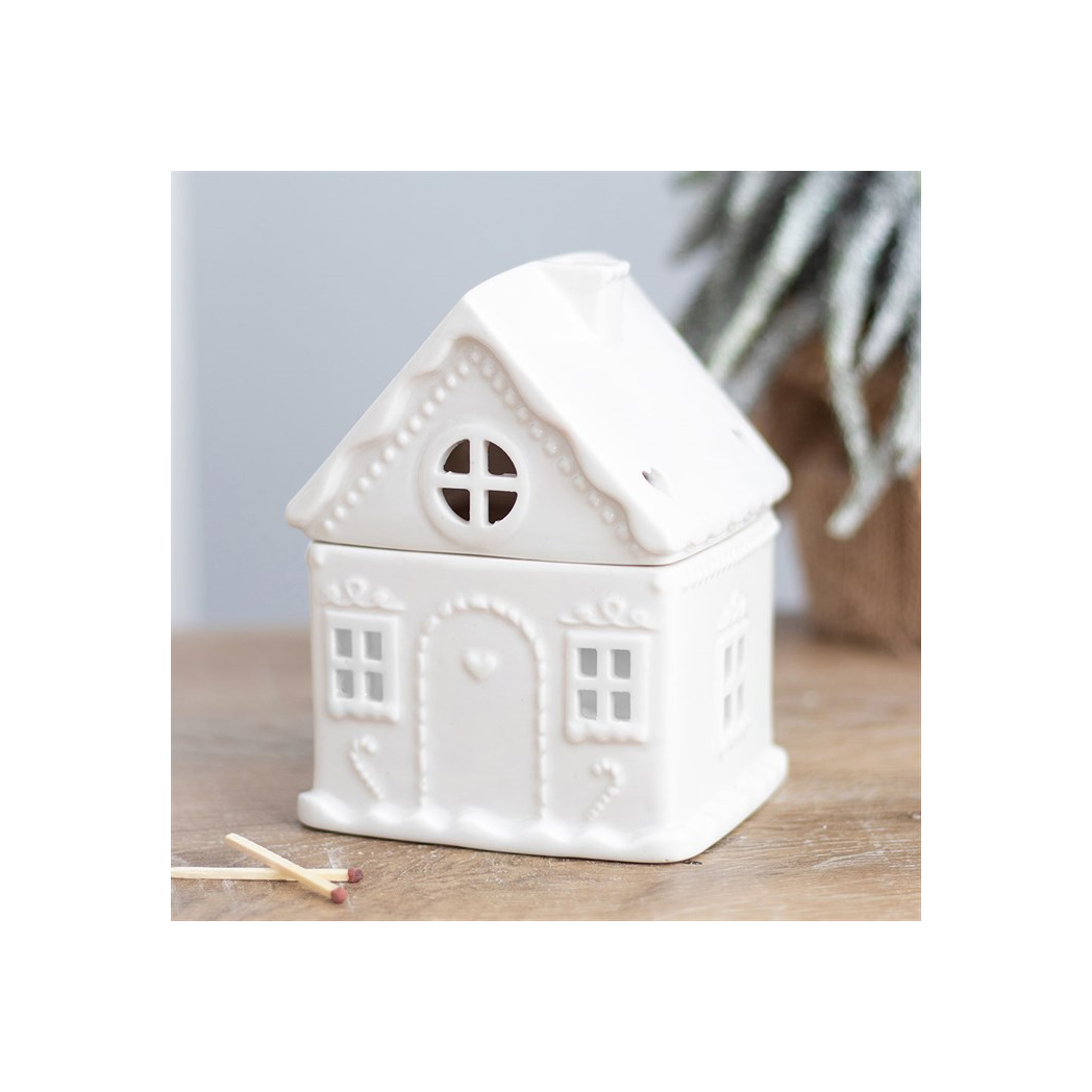 White Gingerbread House Oil Burner