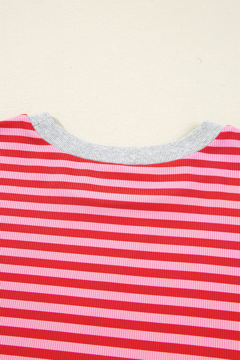 Red Stripe Drop Shoulder Baggy Pullover and Shorts Casual Set