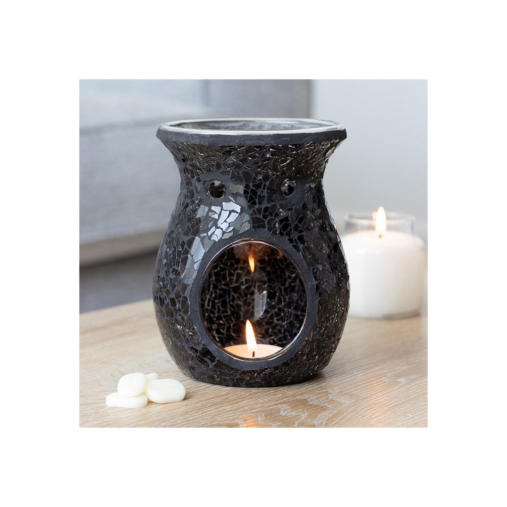 Large Black Crackle Oil Burner and Wax Warmer