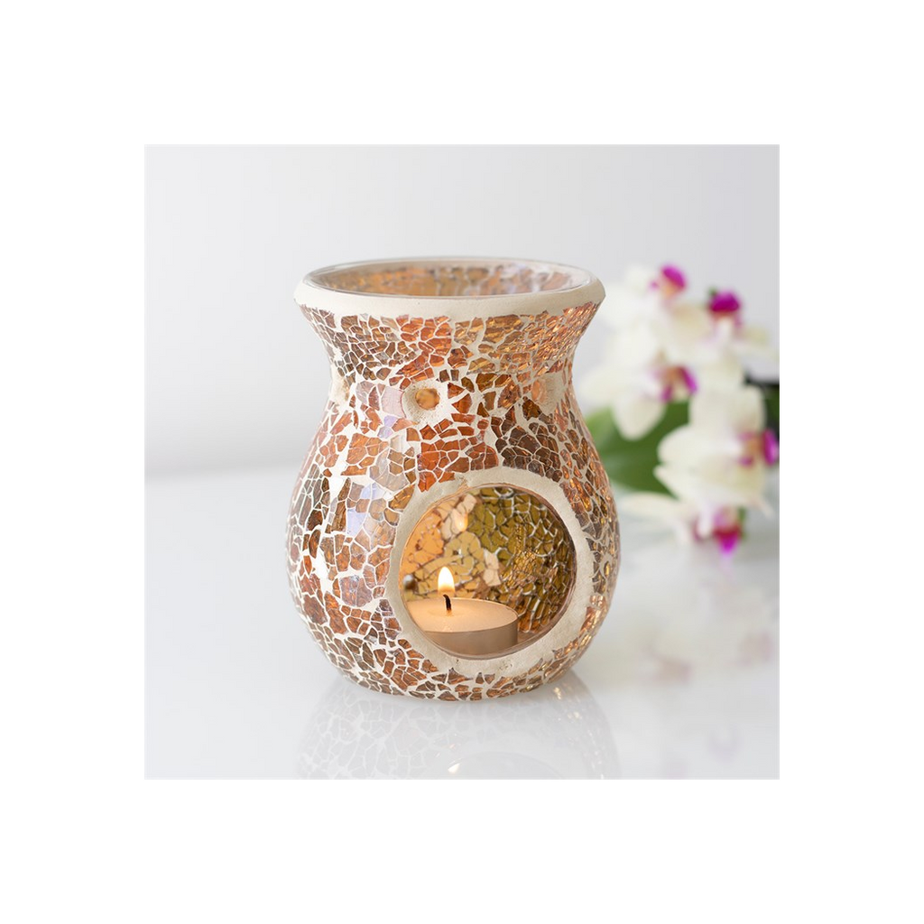 Small Brown Crackle Oil Burner and Wax Warmer