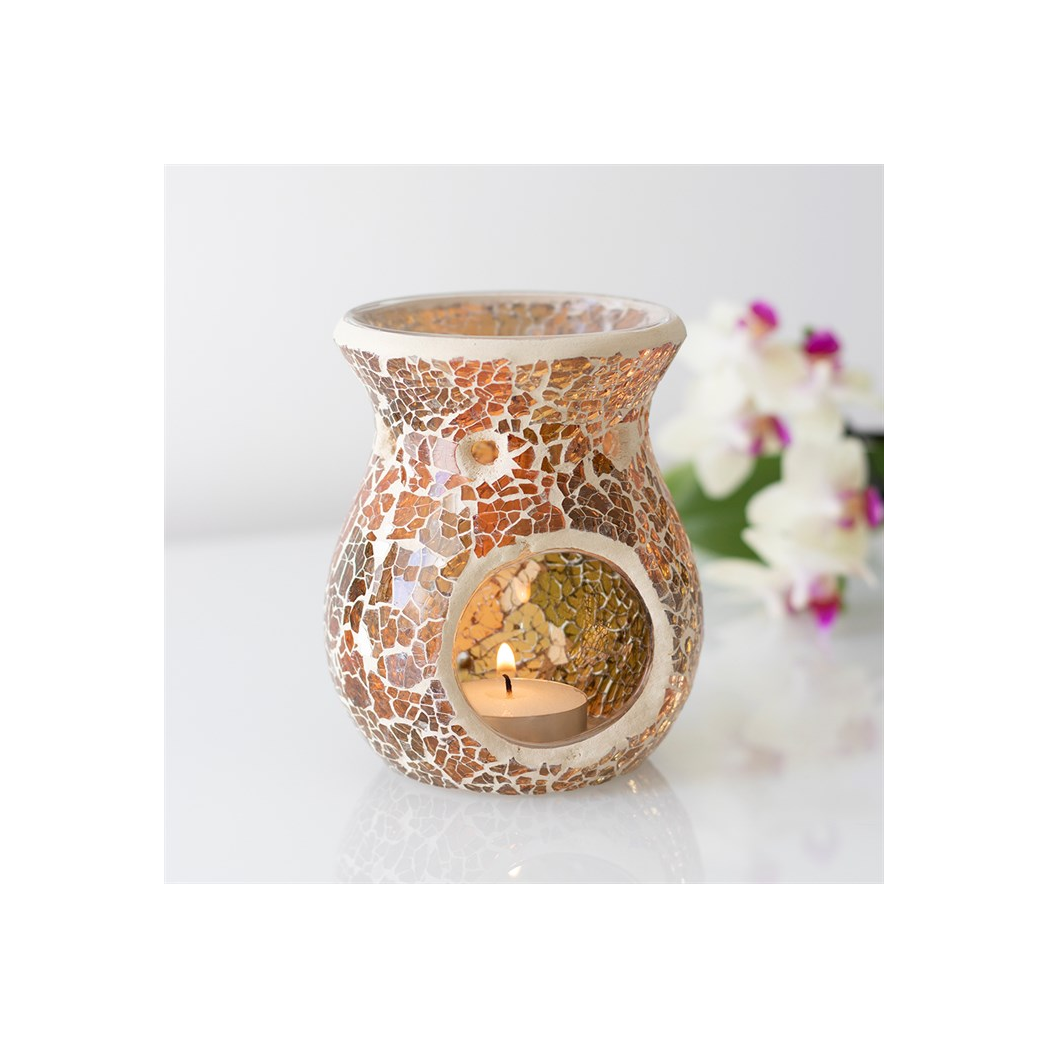 Small Brown Crackle Oil Burner and Wax Warmer