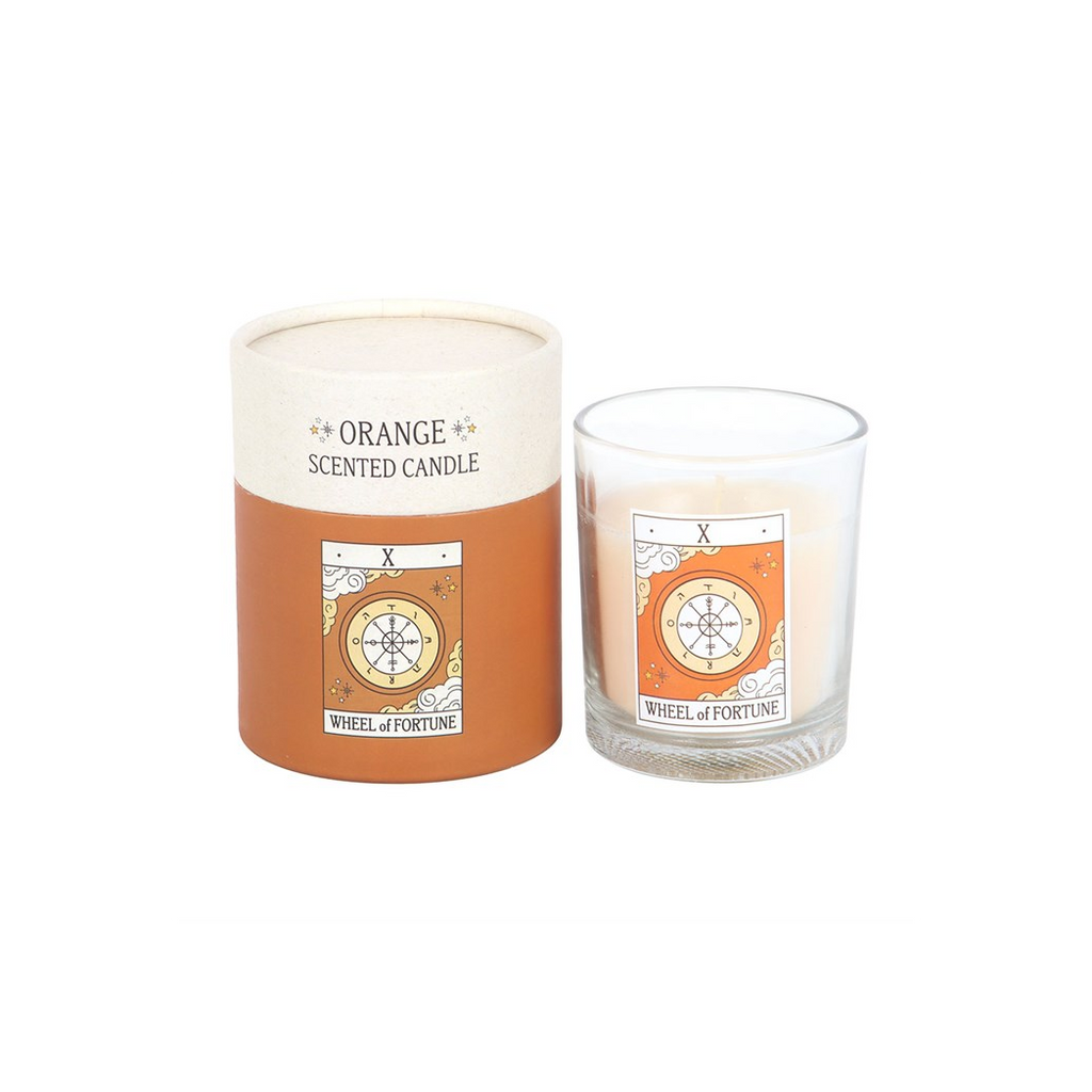The Wheel of Fortune Vintage Tarot Orange Candle