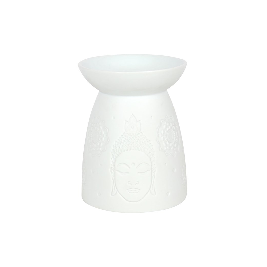 White Ceramic Buddha Face Oil Burner and Wax Warmer