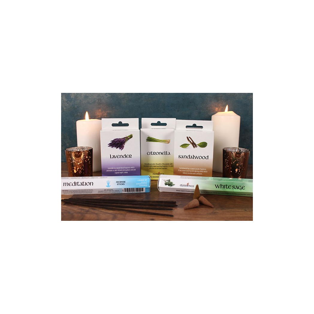 Set of 12 Packets of Elements Sandalwood Incense Cones